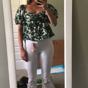 Floral print tie back blouse